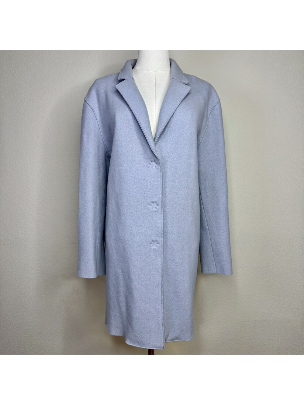 Banana Republic Mario Bellucci Italian Wool Light Blue Button Peacoat Womens XL